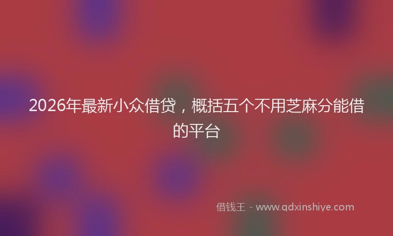 2026年最新小众借贷，概括五个不用芝麻分能借的平台