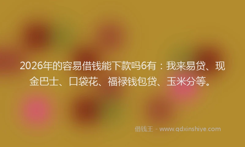 2026年的容易借钱能下款吗6有：我来易贷、现金巴士、口袋花、福禄钱包贷、玉米分等。