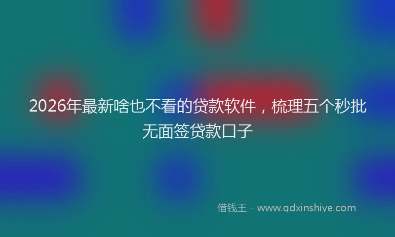 2026年最新啥也不看的贷款软件，梳理五个秒批无面签贷款口子