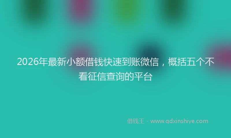 2026年最新小额借钱快速到账微信，概括五个不看征信查询的平台