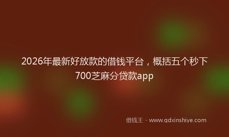 2026年最新好放款的借钱平台，概括五个秒下700芝麻分贷款app