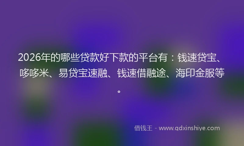 2026年的哪些贷款好下款的平台有：钱速贷宝、哆哆米、易贷宝速融、钱速借融途、海印金服等。