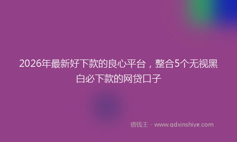 2026年最新好下款的良心平台，整合5个无视黑白必下款的网贷口子