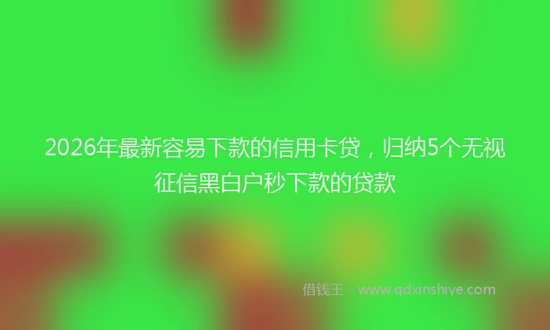 2026年最新容易下款的信用卡贷，归纳5个无视征信黑白户秒下款的贷款
