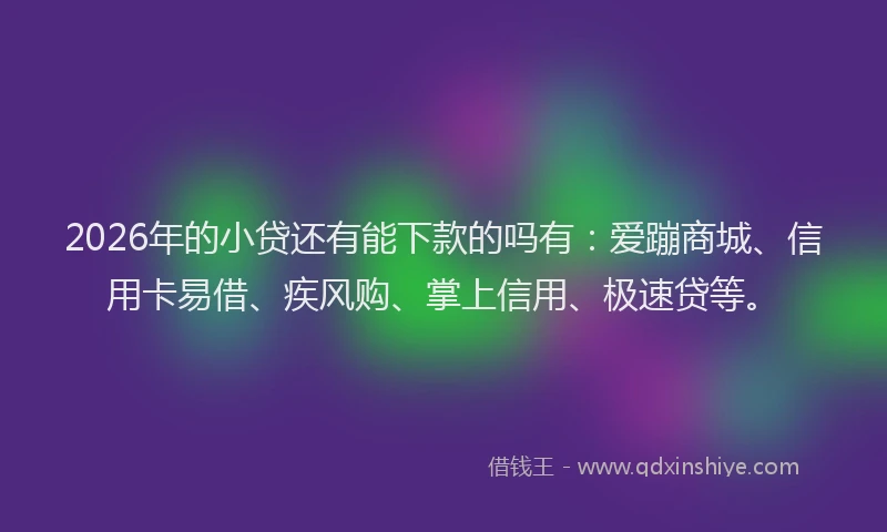 2026年的小贷还有能下款的吗有：爱蹦商城、信用卡易借、疾风购、掌上信用、极速贷等。
