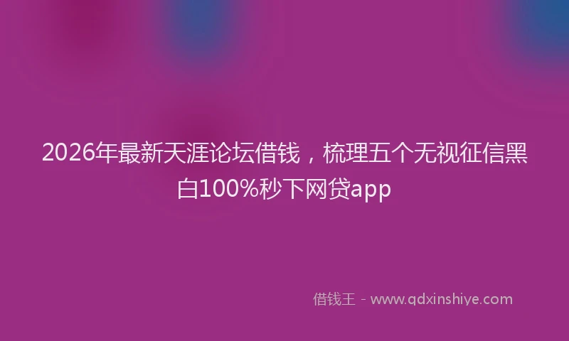 2026年最新天涯论坛借钱，梳理五个无视征信黑白100%秒下网贷app
