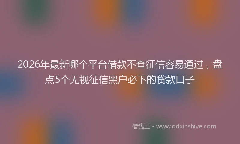 2026年最新哪个平台借款不查征信容易通过,盘点5个无视征信黑户必下的贷款口子