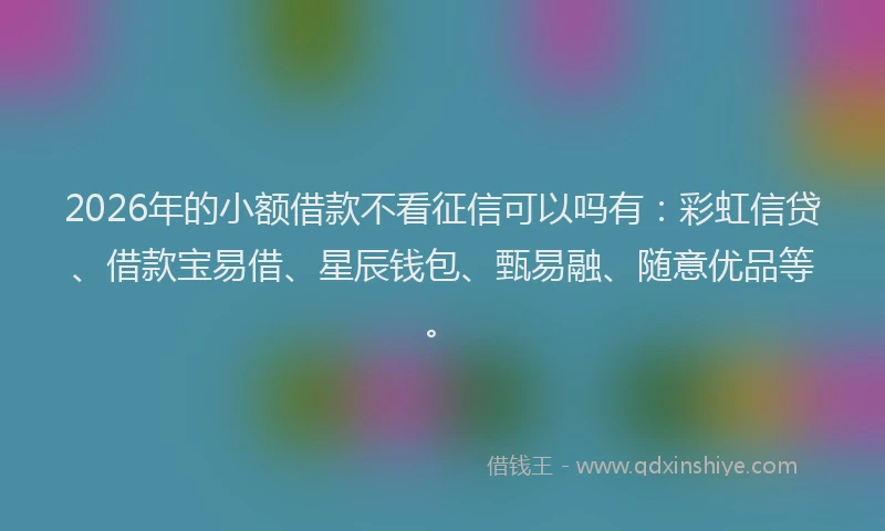 2026年的小额借款不看征信可以吗有：彩虹信贷、借款宝易借、星辰钱包、甄易融、随意优品等。