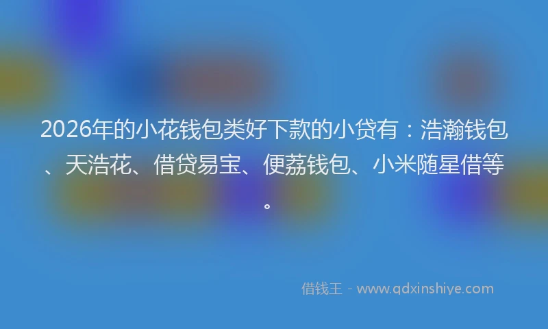 2026年的小花钱包类好下款的小贷有：浩瀚钱包、天浩花、借贷易宝、便荔钱包、小米随星借等。