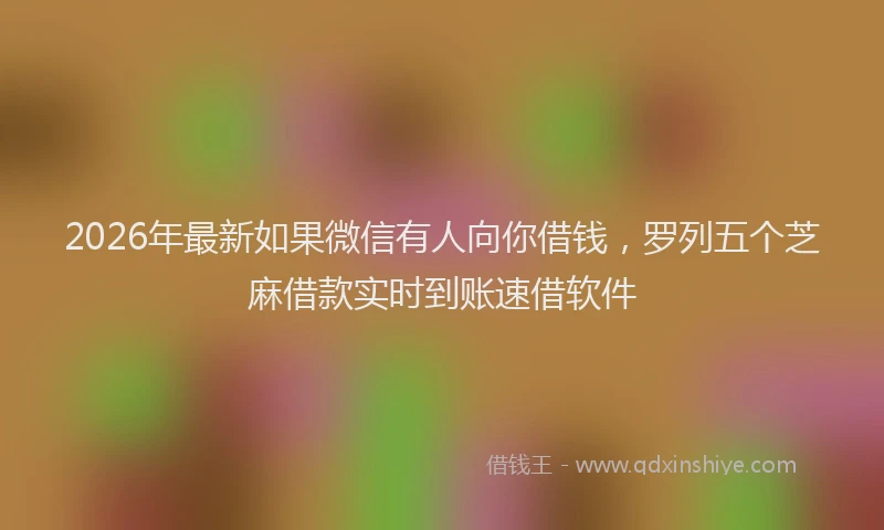 2026年最新如果微信有人向你借钱，罗列五个芝麻借款实时到账速借软件