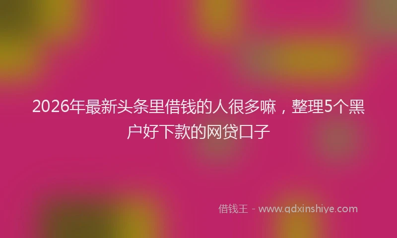 2026年最新头条里借钱的人很多嘛，整理5个黑户好下款的网贷口子