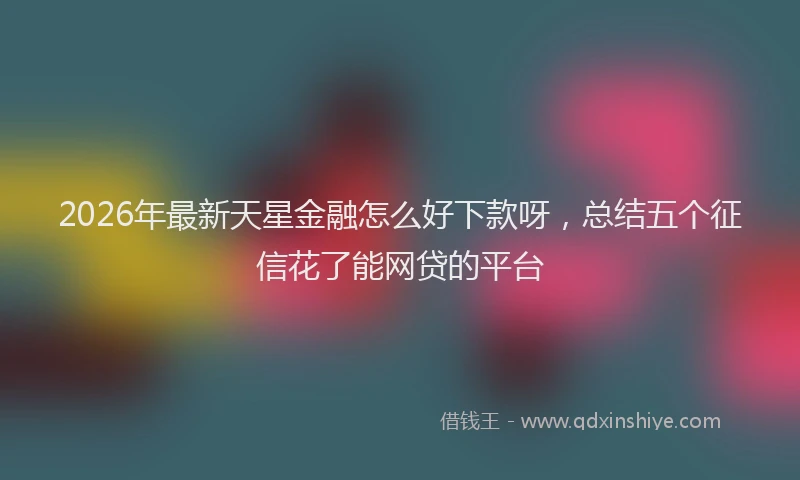 2026年最新天星金融怎么好下款呀,总结五个征信花了能网贷的平台