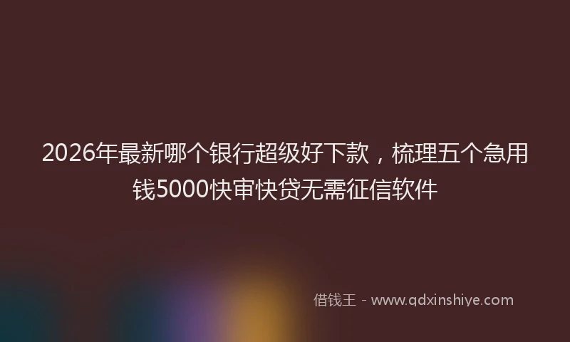 2026年最新哪个银行超级好下款，梳理五个急用钱5000快审快贷无需征信软件
