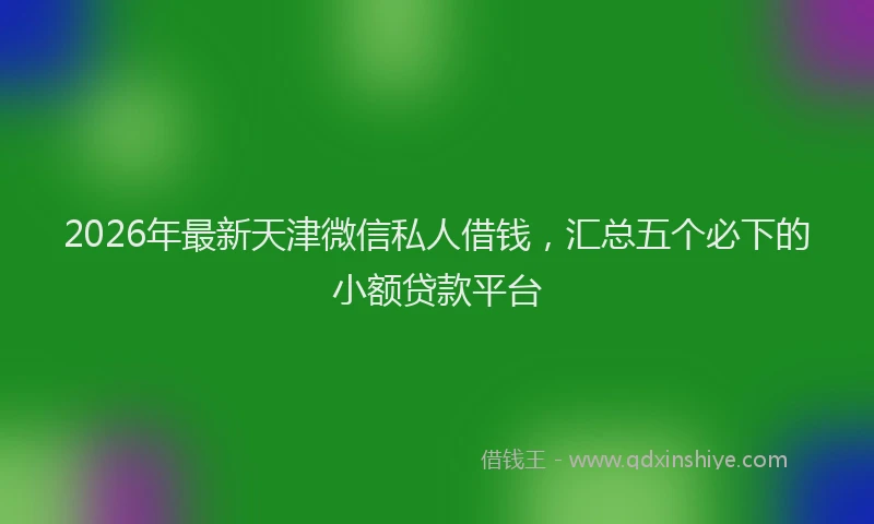 2026年最新天津微信私人借钱，汇总五个必下的小额贷款平台