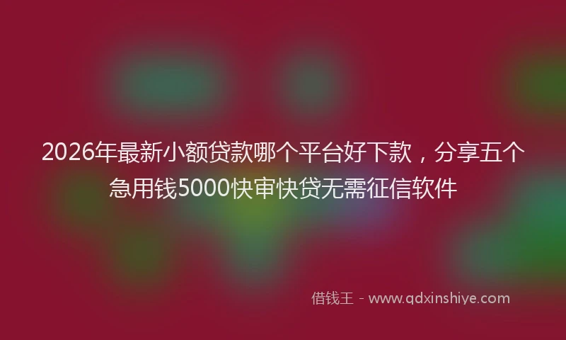 2026年最新小额贷款哪个平台好下款，分享五个急用钱5000快审快贷无需征信软件
