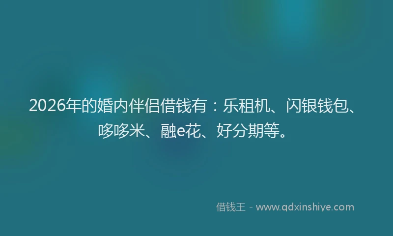 2026年的婚内伴侣借钱有：乐租机、闪银钱包、哆哆米、融e花、好分期等。