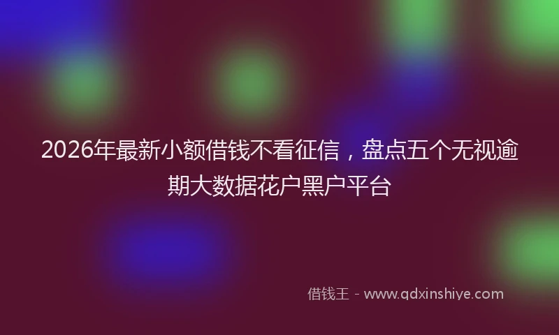 2026年最新小额借钱不看征信，盘点五个无视逾期大数据花户黑户平台