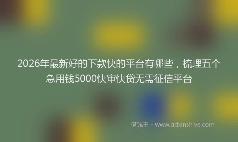 2026年最新好的下款快的平台有哪些，梳理五个急用钱5000快审快贷无需征信平台