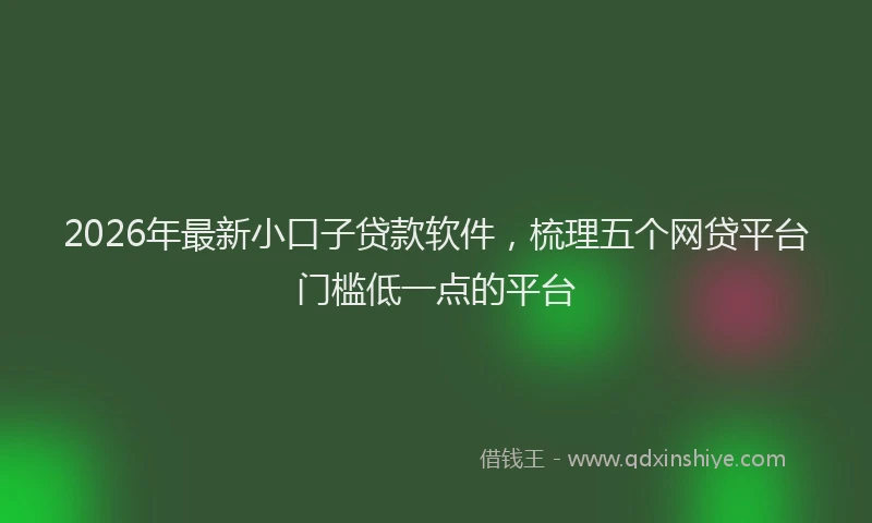2026年最新小口子贷款软件，梳理五个网贷平台门槛低一点的平台