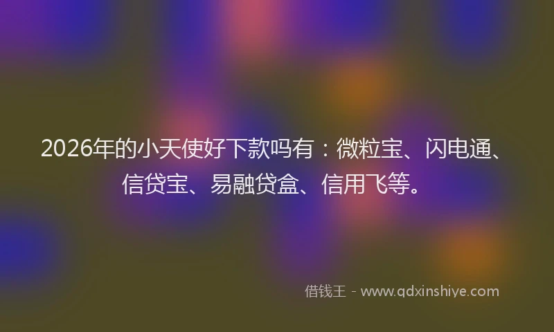 2026年的小天使好下款吗有：微粒宝、闪电通、信贷宝、易融贷盒、信用飞等。