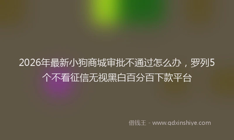2026年最新小狗商城审批不通过怎么办，罗列5个不看征信无视黑白百分百下款平台