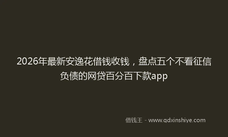 2026年最新安逸花借钱收钱，盘点五个不看征信负债的网贷百分百下款app