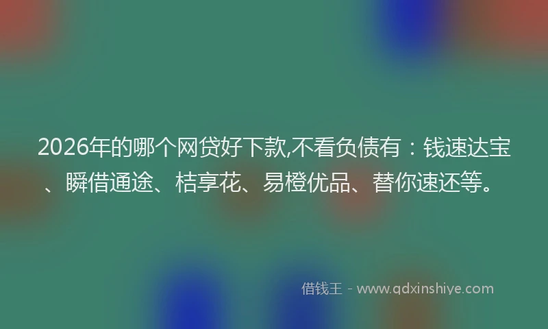 2026年的哪个网贷好下款,不看负债有:钱速达宝、瞬借通途、桔享花、易橙优品、替你速还等。