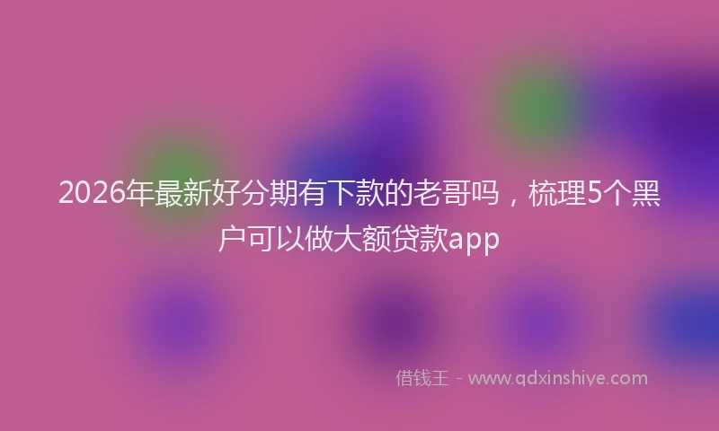 2026年最新好分期有下款的老哥吗，梳理5个黑户可以做大额贷款app