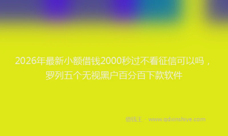 2026年最新小额借钱2000秒过不看征信可以吗，罗列五个无视黑户百分百下款软件