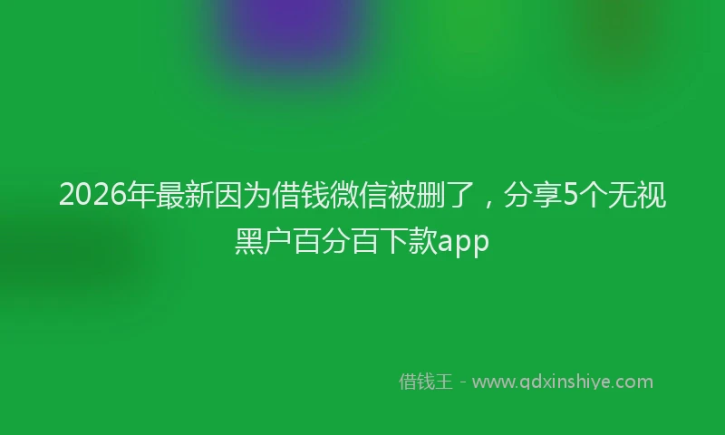 2026年最新因为借钱微信被删了，分享5个无视黑户百分百下款app