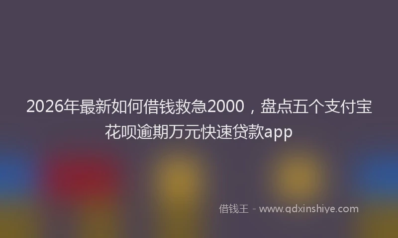 2026年最新如何借钱救急2000，盘点五个支付宝花呗逾期万元快速贷款app