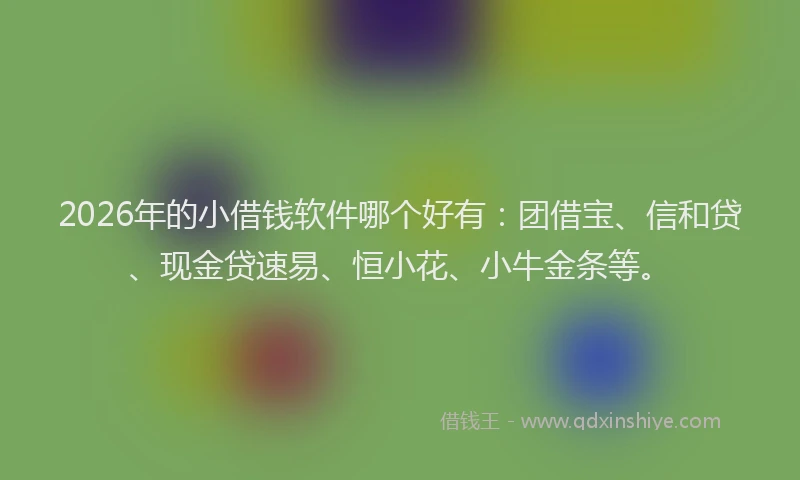 2026年的小借钱软件哪个好有：团借宝、信和贷、现金贷速易、恒小花、小牛金条等。