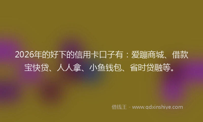 2026年的好下的信用卡口子有：爱蹦商城、借款宝快贷、人人拿、小鱼钱包、省时贷融等。