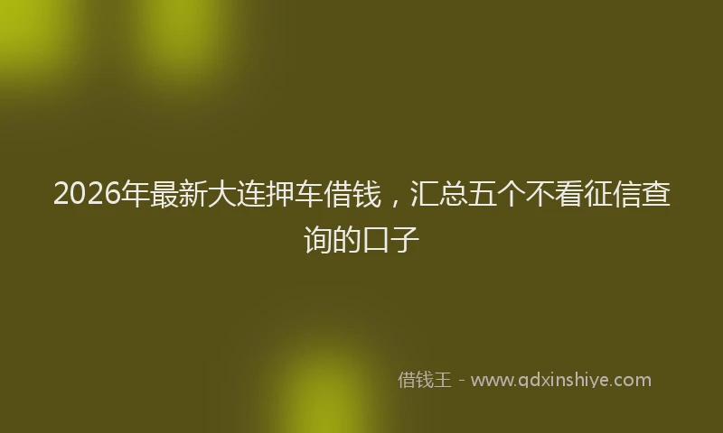 2026年最新大连押车借钱，汇总五个不看征信查询的口子