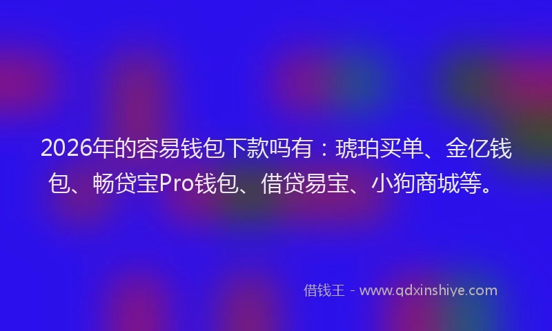 2026年的容易钱包下款吗有：琥珀买单、金亿钱包、畅贷宝Pro钱包、借贷易宝、小狗商城等。