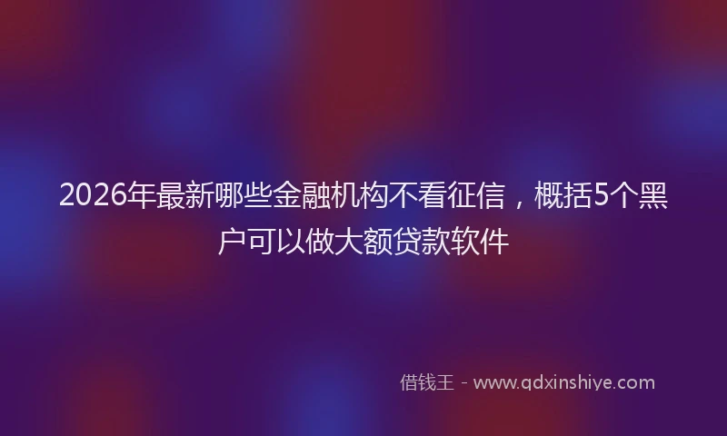 2026年最新哪些金融机构不看征信,概括5个黑户可以做大额贷款软件