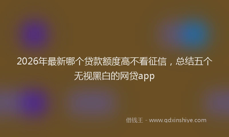 2026年最新哪个贷款额度高不看征信,总结五个无视黑白的网贷app