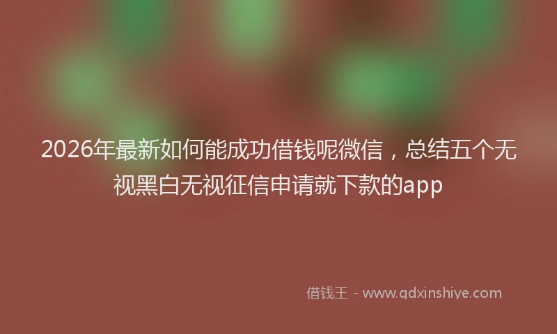 2026年最新如何能成功借钱呢微信，总结五个无视黑白无视征信申请就下款的app