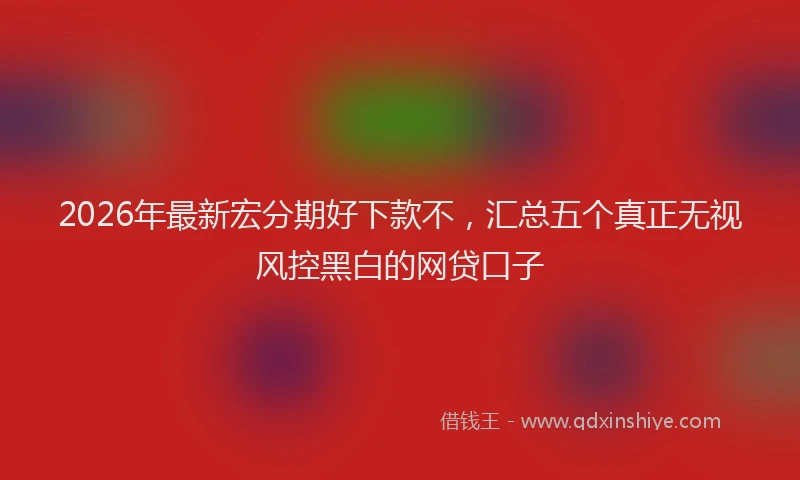 2026年最新宏分期好下款不，汇总五个真正无视风控黑白的网贷口子