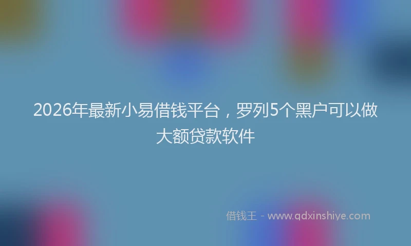 2026年最新小易借钱平台，罗列5个黑户可以做大额贷款软件