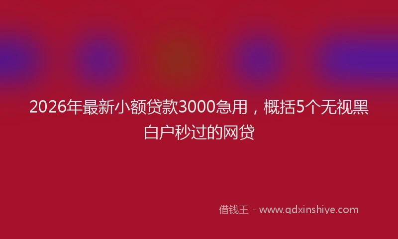 2026年最新小额贷款3000急用，概括5个无视黑白户秒过的网贷