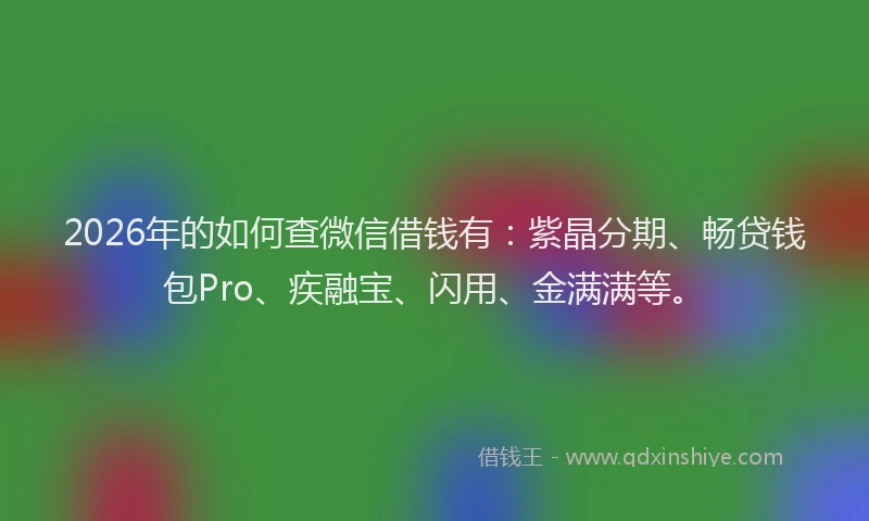 2026年的如何查微信借钱有：紫晶分期、畅贷钱包Pro、疾融宝、闪用、金满满等。