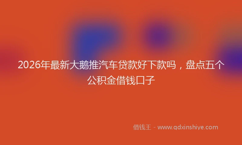2026年最新大鹅推汽车贷款好下款吗，盘点五个公积金借钱口子