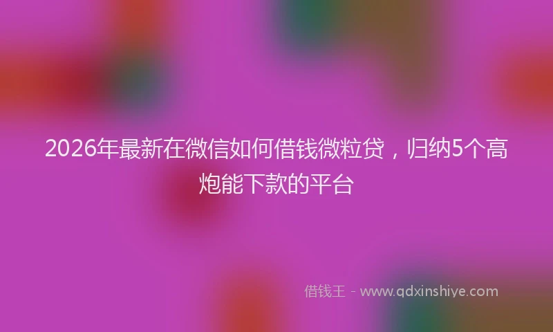 2026年最新在微信如何借钱微粒贷,归纳5个高炮能下款的平台