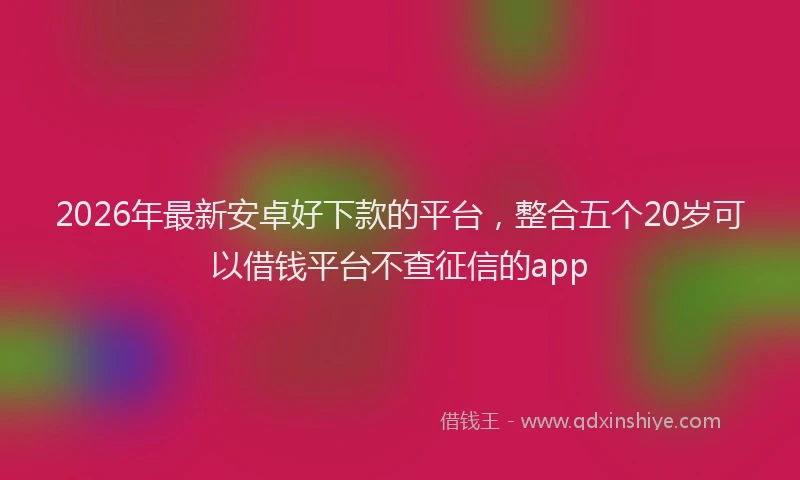 2026年最新安卓好下款的平台，整合五个20岁可以借钱平台不查征信的app