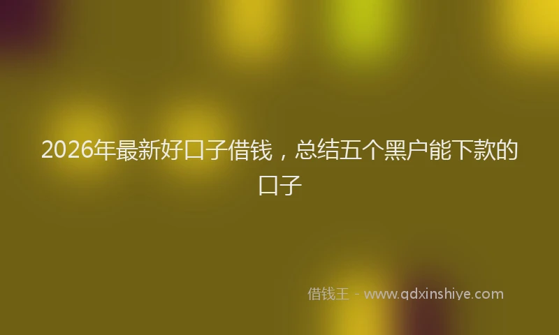 2026年最新好口子借钱，总结五个黑户能下款的口子
