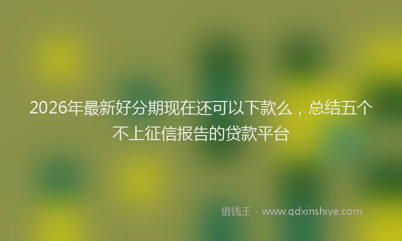 2026年最新好分期现在还可以下款么，总结五个不上征信报告的贷款平台