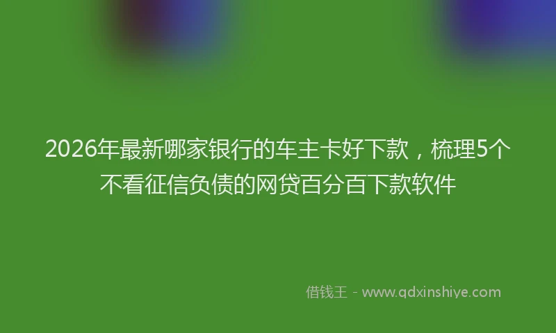 2026年最新哪家银行的车主卡好下款，梳理5个不看征信负债的网贷百分百下款软件