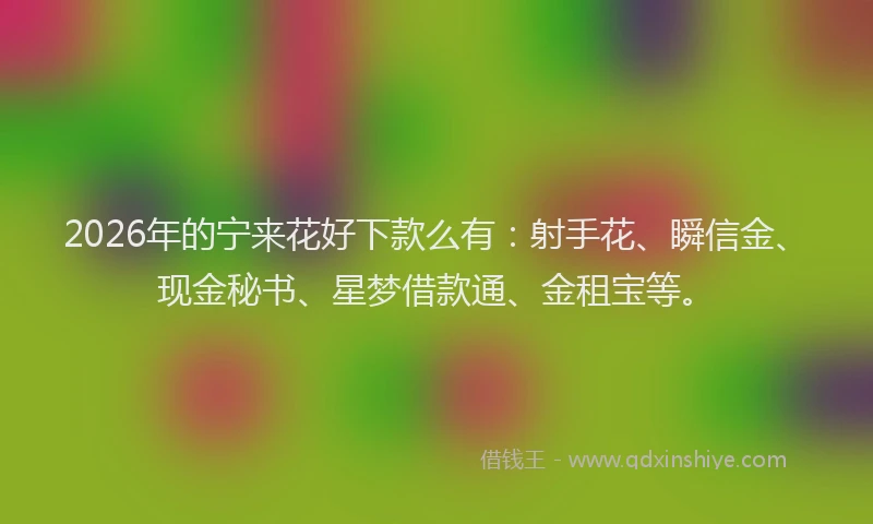 2026年的宁来花好下款么有：射手花、瞬信金、现金秘书、星梦借款通、金租宝等。