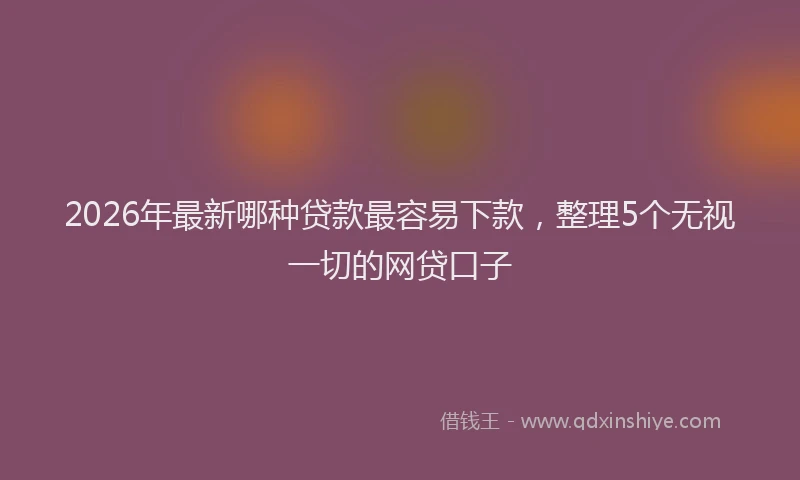 2026年最新哪种贷款最容易下款，整理5个无视一切的网贷口子